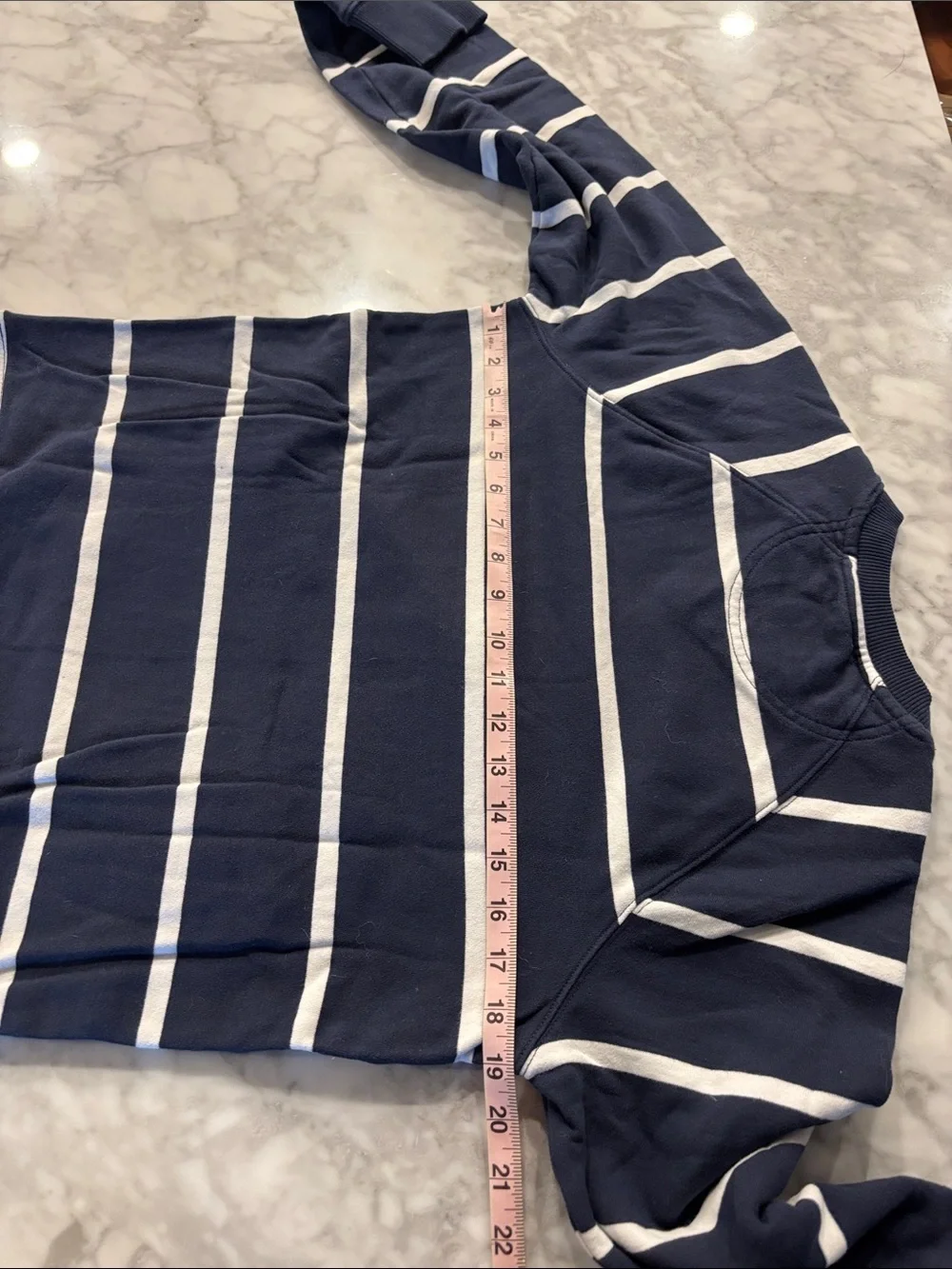 Brooks Brothers Navy and White Striped Crewneck Sweater